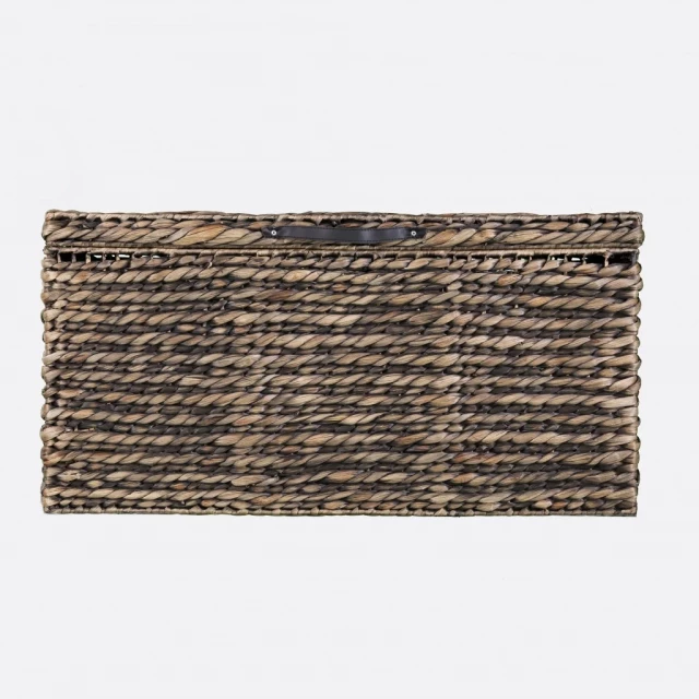 Rattan wicker metal square lift coffee table with brown beige patterned design and fashion accessory elements