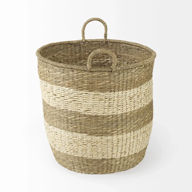 round wicker storage baskets natural beige wood