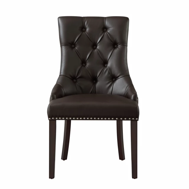 Upholstered faux leather dining side chairs with wood hardwood rectangle shape comfort armrest