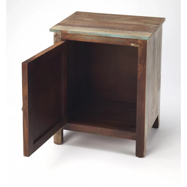Brown standard accent cabinet with wood stain and varnish finish