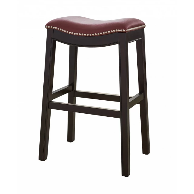 Espresso solid wood backless bar chair with armrests and natural wood stain finish