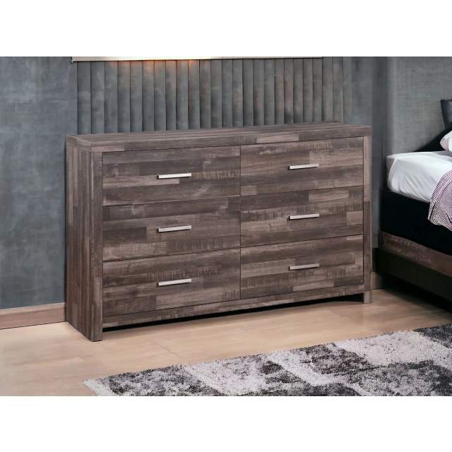 solid wood six drawer double dresser in light oak finish