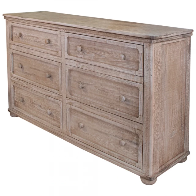 Solid wood six drawer double dresser in elegant design for bedroom storage