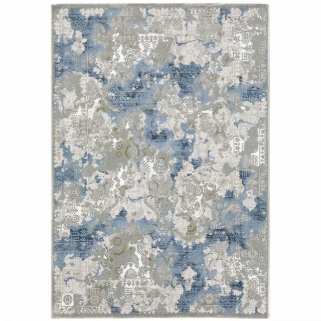 power loom stain resistant area rug in grey with rectangle pattern