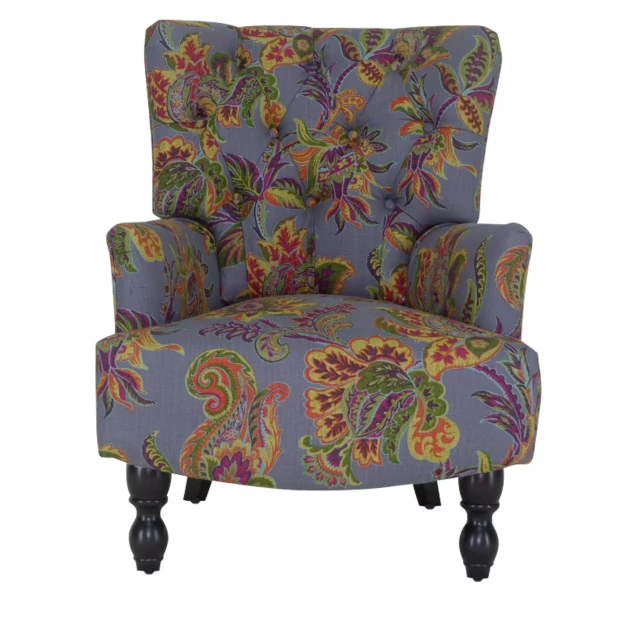 Brown polyester blend floral arm chair with comfortable rectangle design and creative arts style