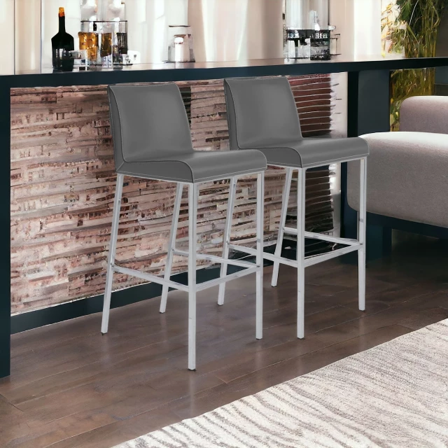 Low back bar height bar chairs with wood finish and interior design elements