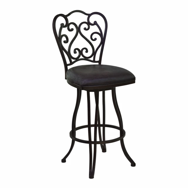 Iron swivel bar height chair in a cartoon style drawing with table and art elements