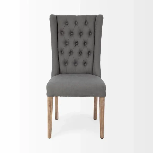 Gray Plush Linen Covering With Ash Solid Wood Base Dining Chair Gray Plush Linen Covering With Ash Solid Wood Base Dining Chair