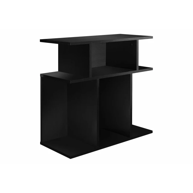 Black end table with wood finish and modern rectangle design for living room furniture