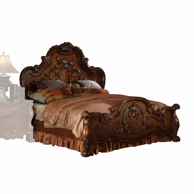 California king bed with wood and poly resin design