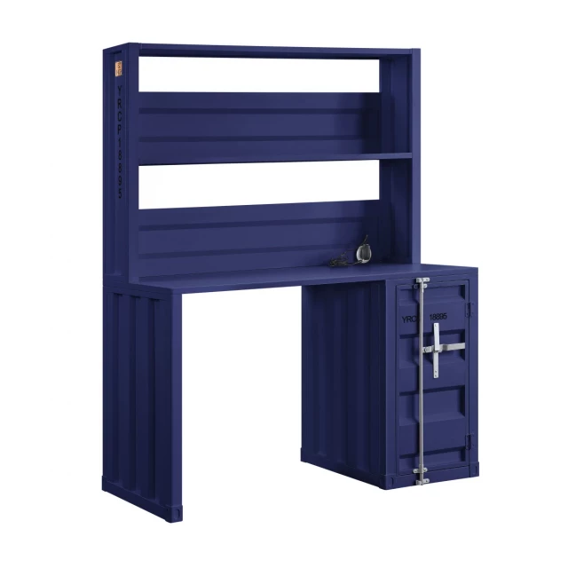 blue iron writing desk rectangular table electric blue wood