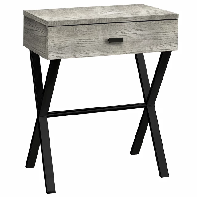 Black gray end table with drawer in a modern furniture design
