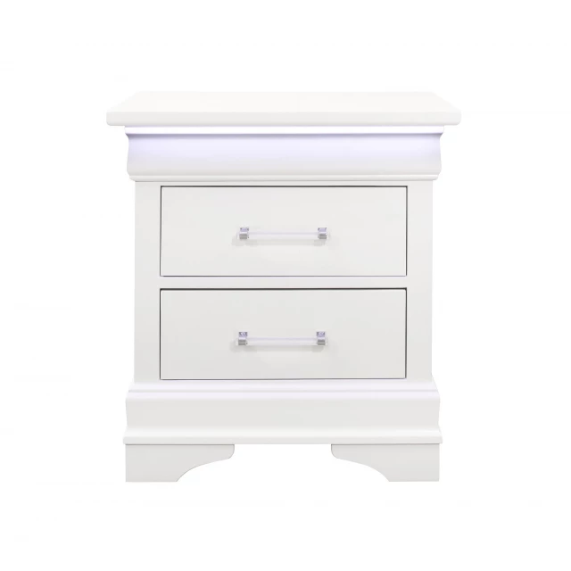 White drawer nightstand with minimalist design