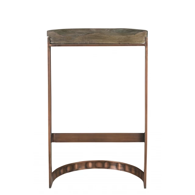 Iron backless bar height chair with wood shelf and outdoor furniture features