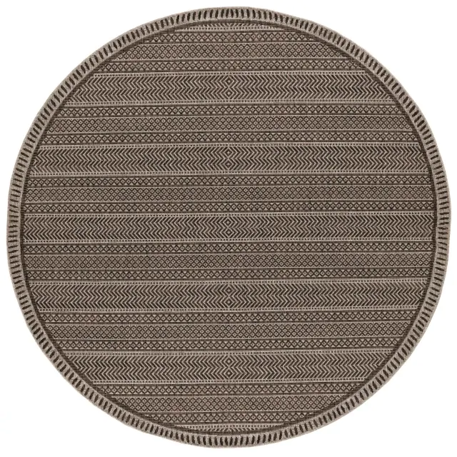 8' Round Mocha Geometric Pattern Indoor Outdoor Area Rug 8' Round Mocha Geometric Pattern Indoor Outdoor Area Rug
