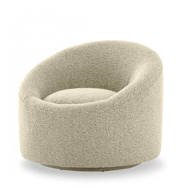 Beige polyester solid swivel barrel chair in a contemporary style
