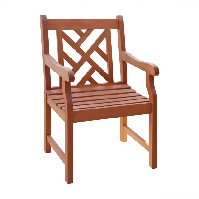 Brown patio armchair with a diagonal design for outdoor seating