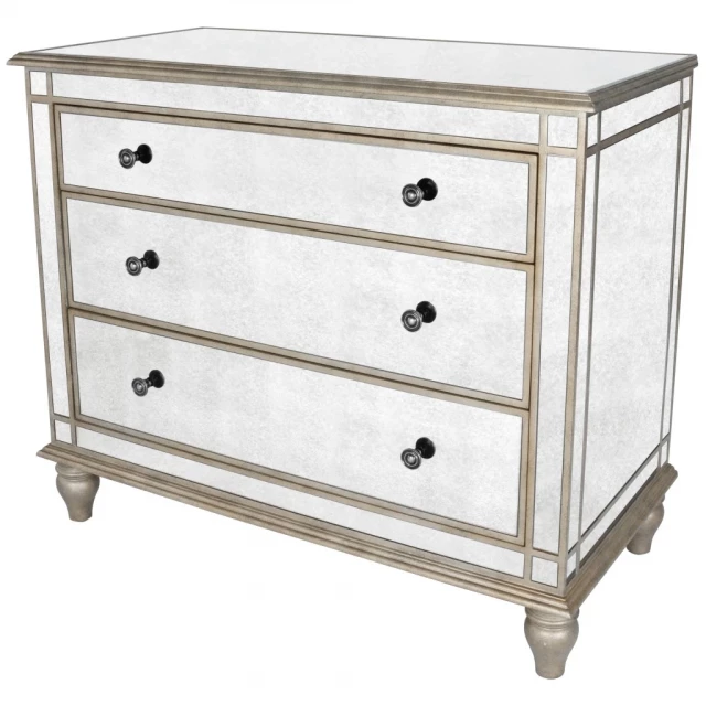 Rectangle mirrored drawer console storage chest with elegant storage design for home decor