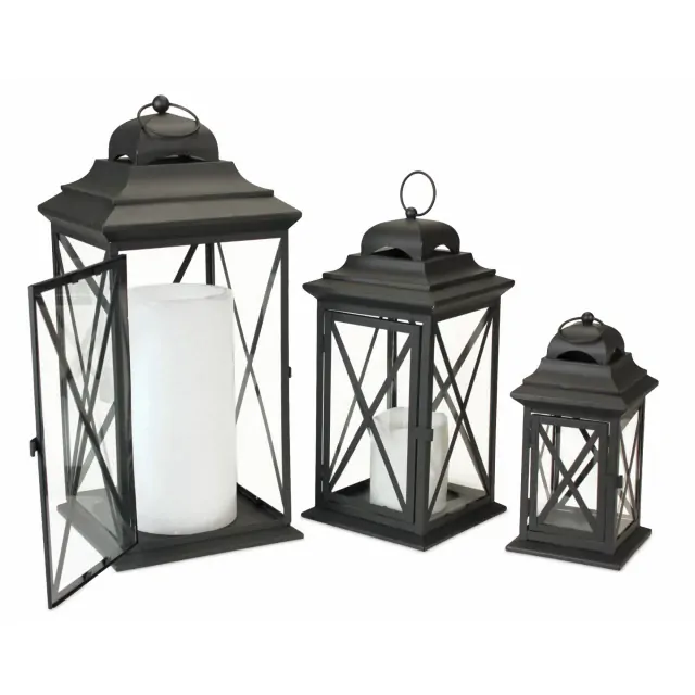 Flameless Three Candles Floor Lantern Flameless Three Candles Floor Lantern