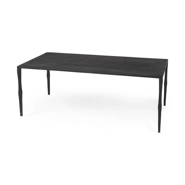 Minimal black iron rectangular coffee table in modern outdoor furniture setting