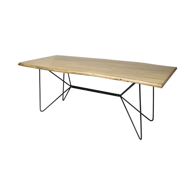 Black solid wood metal dining table with outdoor and coffee table features