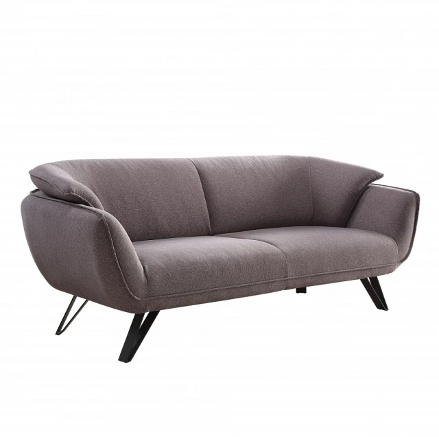Gray linen black sofa with comfortable armrests and composite material