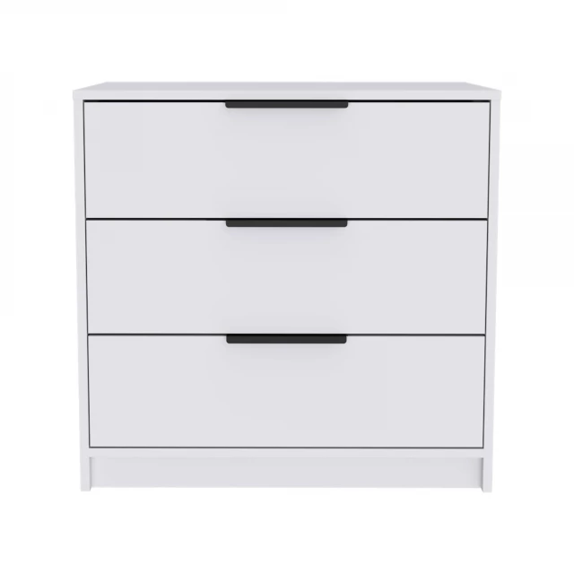 White manufactured wood drawer dresser in modern design