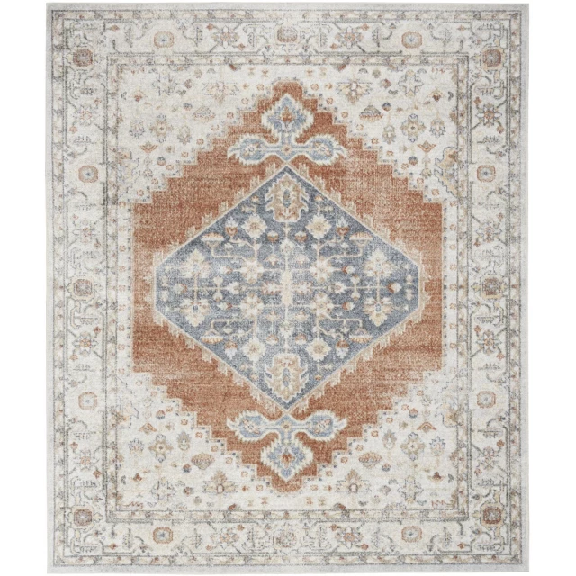 oriental power loom distressed area rug brown beige rectangle pattern