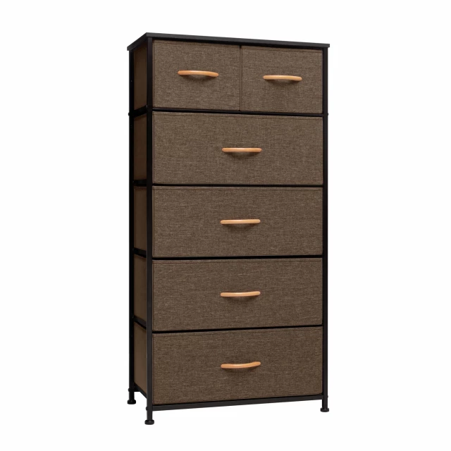 Steel fabric six drawer combo dresser in modern design