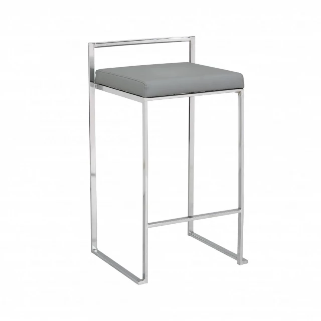 Wood backless bar height chair with metal and aluminium details outdoor furniture