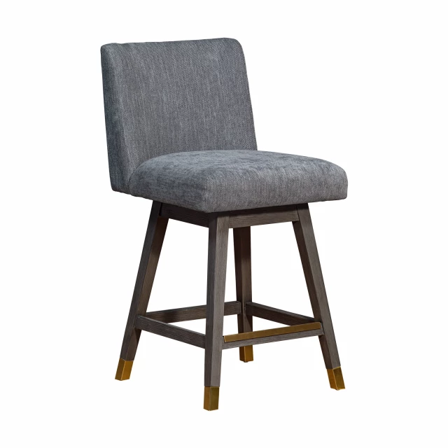 Wood swivel bar height chair with armrests and natural material design