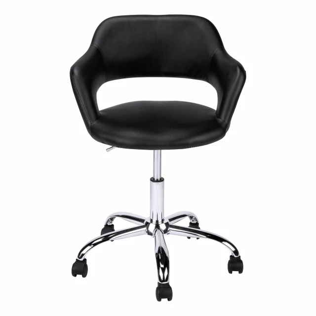 swivel adjustable task chair with leather back for office comfort