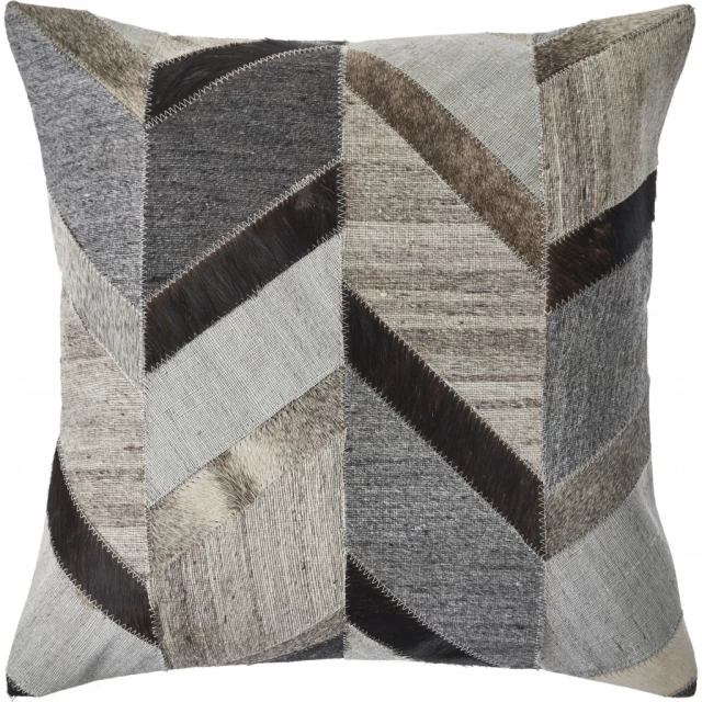 Gray brown wool chevron zippered pillow with rectangle shape and wood pattern art serveware