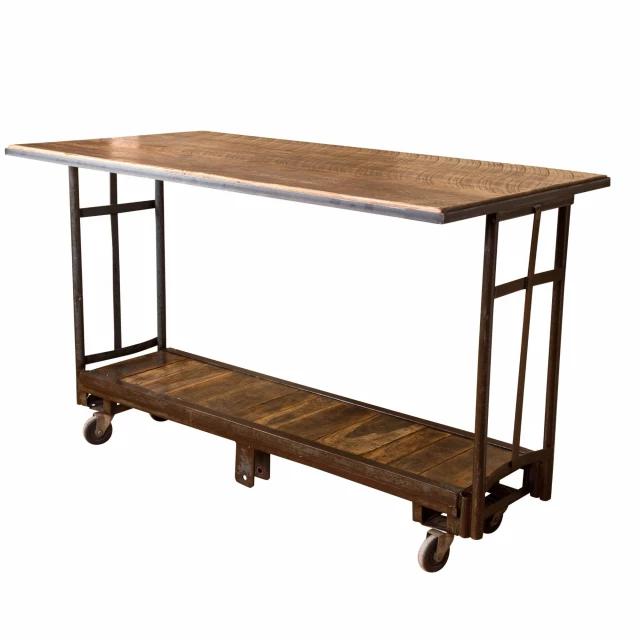 Rustic solid wood high bar table with hardwood and wood stain finish suitable for outdoor use