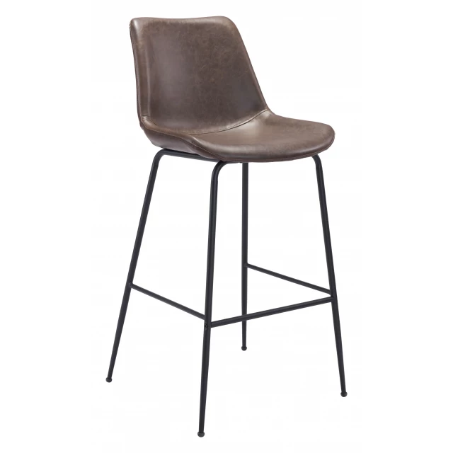 Low back bar height chair with metal and natural materials in a pattern design