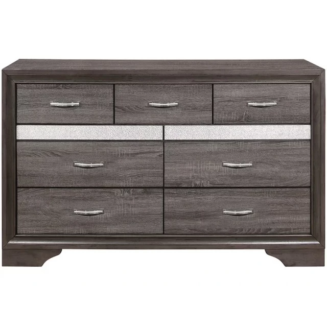 Solid wood nine drawer double dresser in a clean design