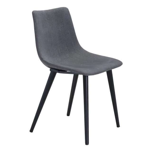 Gray black slight scoop dining chairs with armrests in composite material and wood