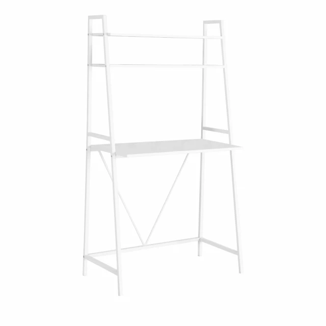 white ladder desk with artistic design and symmetrical lines