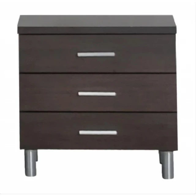 wenge veneer mdf steel nightstand with drawers in a rectangle shape for bedroom furniture