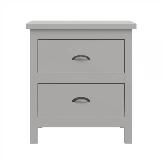 Gray solid wood nightstand with drawers for bedroom furniture