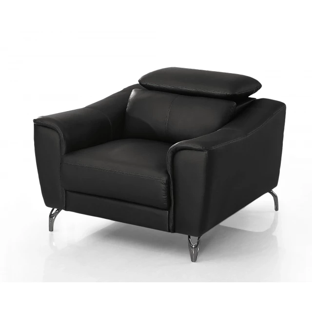 Genuine leather silver solid lounge chair with armrests for comfort and style