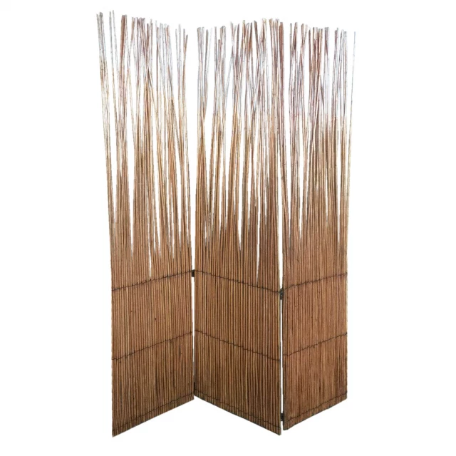 Natural willow wood room divider screen with artistic hardwood tree design