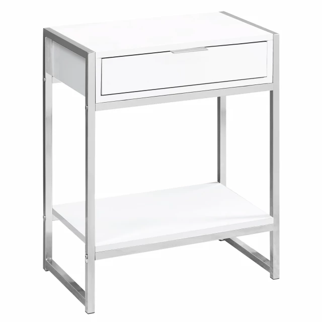 Silver white end table with drawer and shelf modern outdoor furniture