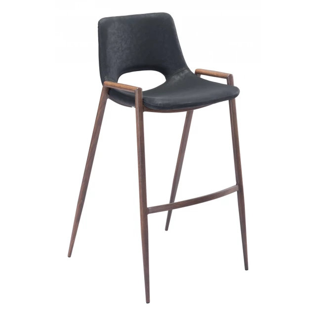 Low back bar height bar chairs with wood metal composite material and armrest