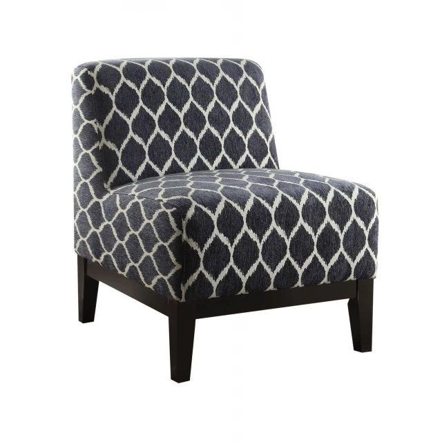 Blue chenille black trellis slipper chair with armrests and comfortable club chair design for home furniture