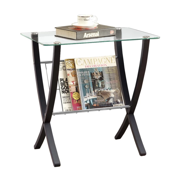 Brown clear glass end table with rectangle shape for modern living room furniture