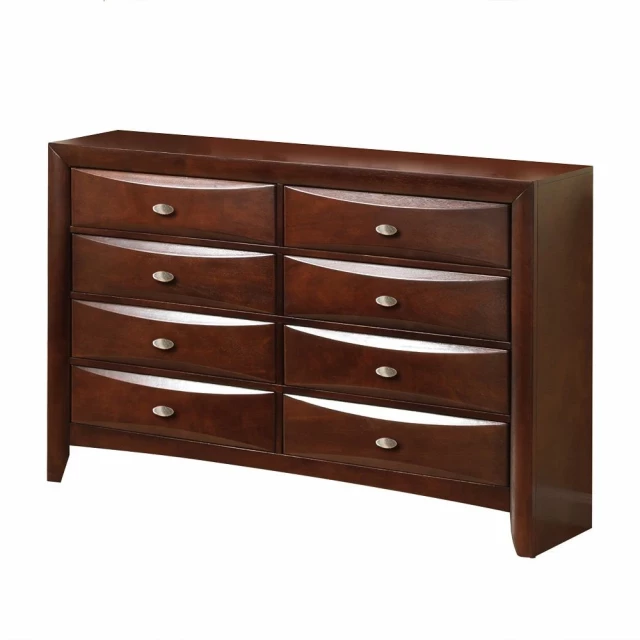 Espresso wood finish dresser with multiple drawers for bedroom storage