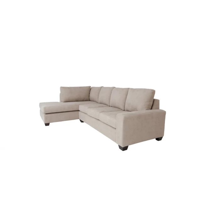 Tan polyester blend L-shaped sectional couch with beige sofa bed features for a comfortable and stylish living room