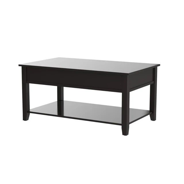 Manufactured wood lift-top coffee table with storage in hardwood and plywood design
