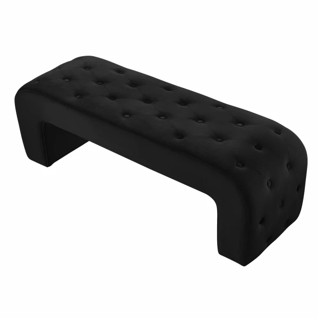 Black upholstered velvet bench for elegant home decor